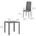 thumbnail image 3 of HOMCOM Table de Cuisine Rectangulaire en Verre avec Chaises, Ensemble pour 2, Gris, 3 of 10