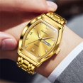 thumbnail image 5 of OLEVS Mens Watches Square Business Dress Diamond Analog Quartz Date Luxury Watches for Men Dress Casual Stainless Steel Waterproof Luminous Mens Wrist Watches Gifts Reloj para Hombre Gold/Black Dial, 5 of 12