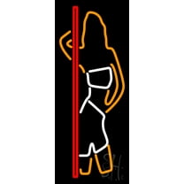 Strip Girl LED Neon Sign 32" Tall x 13" Wide - inches Black Square Cut Acrylic Backing, with Dimmer - Premium built indoor Sign for Strip Club, Dance club, Décor, Bar.
