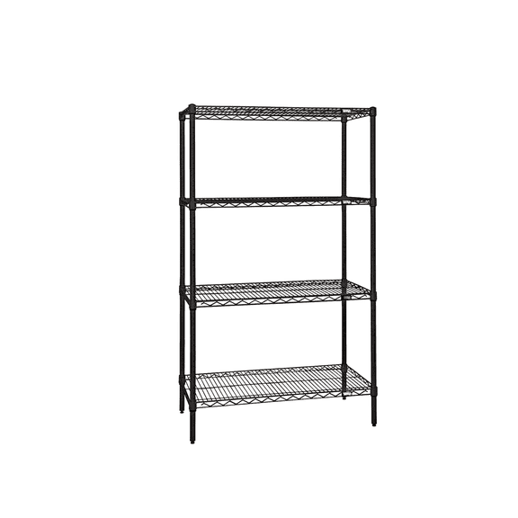 Quantum Storage WR74-2448BK Black 4 Shelf Wire Shelving Unit - 24 x 48 x 74 in.