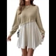 thumbnail image 1 of Vestido Corto Informal de Corte A con Cuello Redondo, Larga y Dobladillo con Volantes para Mujer Caqui M, 1 of 9