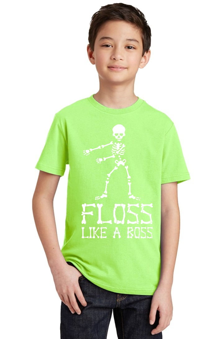Kids Boys Girls Floss Skeleton T-Shirt like flossing dance boss 
