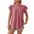 thumbnail image 1 of Blusa de Verano 2025 para Mujer, con Cuello en V, Volantes, Corta, Lunares, Holgada, Color Rosa, Talla XL, 1 of 6