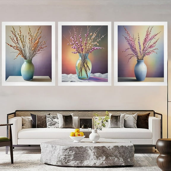 Canvas Wall Art Print – Home Decor Painting – Willows in Rainbow 20x24 (3-Pack)