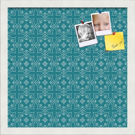 PinPix ArtToFrames 14x14 Custom Cork Bulletin Board    Poster Board Has a Fabric Style Canvas Finish, Framed in Satin White Frame (PinPix-596)