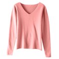 thumbnail image 3 of Admvng Womens Sweaters Solid Color Long Sleeved V-neck Knitted Sweater Thin Sweater Top, Size S-2XL, 3 of 3