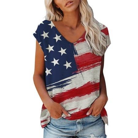 

SELONE Red White and Blue Scrub Tops 4th of July Scrub Tops V Neck with Pockets Short Sleeve Workwear T Shirt Top USA-Themed Scrub Tops Independence Day Scrub Tops American Flag Clothing White XL