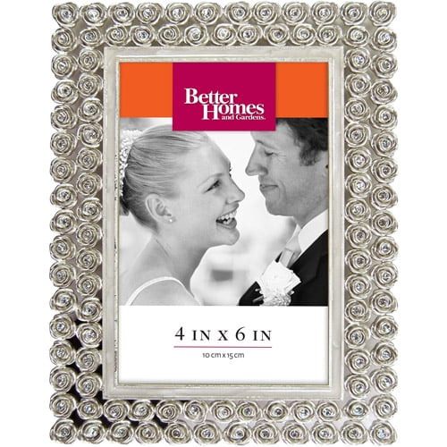 Better Homes and Gardens 4x6 Rose Jeweled Picture Frame, Silver