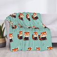 thumbnail image 3 of Honeii Fox print throw blanket, crafted from cozy cotton flannel, offers versatile home decor as a bedding suitable for all seasons.-80"x60", 3 of 6