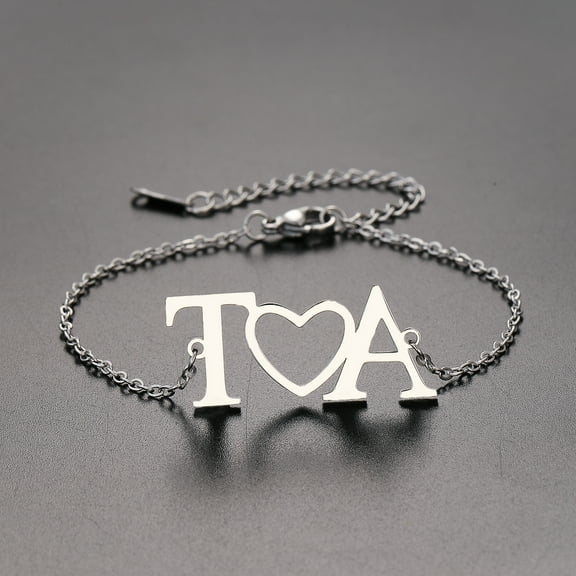 Customized Fashion 26 English Initial Letters Heart Bracelet DIY Personalized A-Z Name Bangle Anniversary Jewelry Gifts