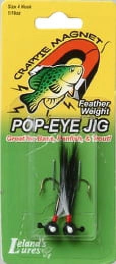 (3 pack) Leland Lures Featherweight 1/16 Oz. Pop Eye Jig White/Black Size 4 Hook