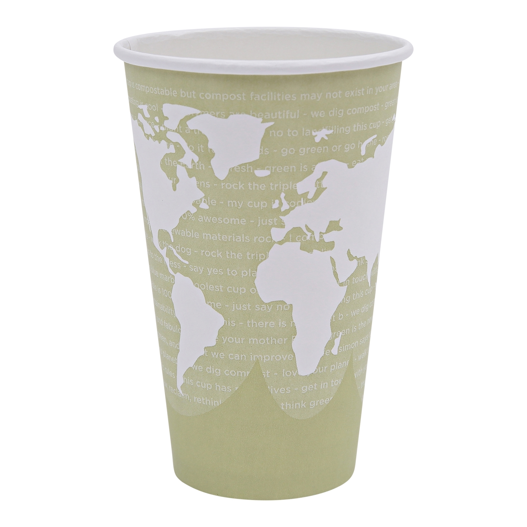 Eco-Products World Art Disposable Hot Coffee Cup, Eco-Friendly Compostable PLA Lined Take Out Paper Cup, 16 fl oz, Case of 1000