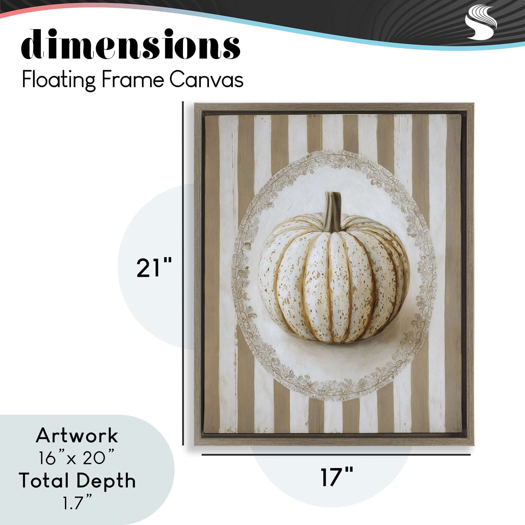 Beige Stripes Pumpkin Brown Framed Floater Canvas Wall Art, design by Arlington Prints