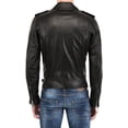 thumbnail image 2 of Men's Genuine Lambskin Leather Jacket Motorcycle Biker Jacket A230, 2 of 3
