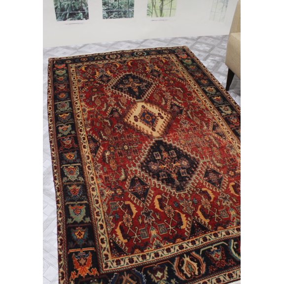 Semi Antique Zakaria Beige/Blue Rug, 4'11" x 7'10"