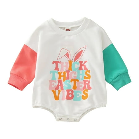 

simu Easter Clothes Baby Boy Girl Baby Girls Fall Long Sleeve Patchwork Easter Day Bunny Romper Bodysuit Clothes for Baby Clothes Girl