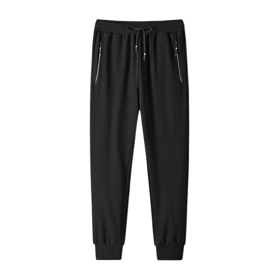 MIXUE Sweatpants for Men Summer Solid Color Loose Casual Straight Leg Sports Trousers Streetwear,Black,L