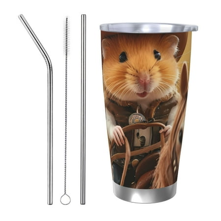 

Bingfone Western Cowboy Guinea Pig for 20 Oz Stainless Steel Travel Mug Double Wall Water Coffee Cup for Home Office Outdoor Works Great for Ice Drinks and Hot Beverage-Straw Three-piece Set