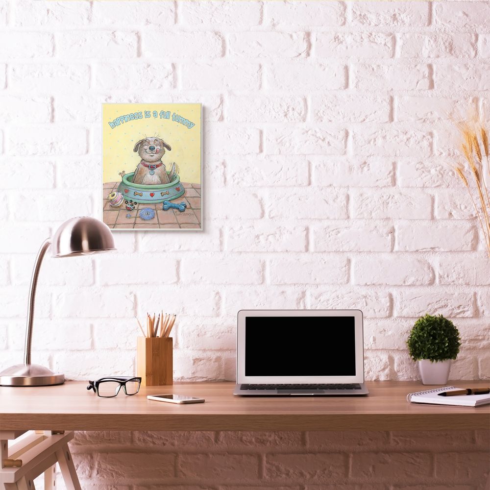 Happiness Is A Full Tummy Dog Funny Cartoon Pet Design Oversized Wall Plaque Art by Gary Patterson