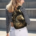 thumbnail image 6 of Naloa Palatial Gold Pattern Horse Canvas Backpack for Men Women Rucksack Casual Travel Daypack College Tote Satchel Bookbag for Teens-Small, 6 of 7