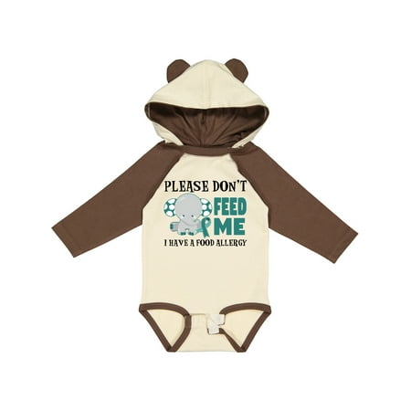 

Inktastic Please Dont Feed Me I Have a Food Allergy with Elephant and Ribbon Gift Baby Boy or Baby Girl Long Sleeve Bodysuit