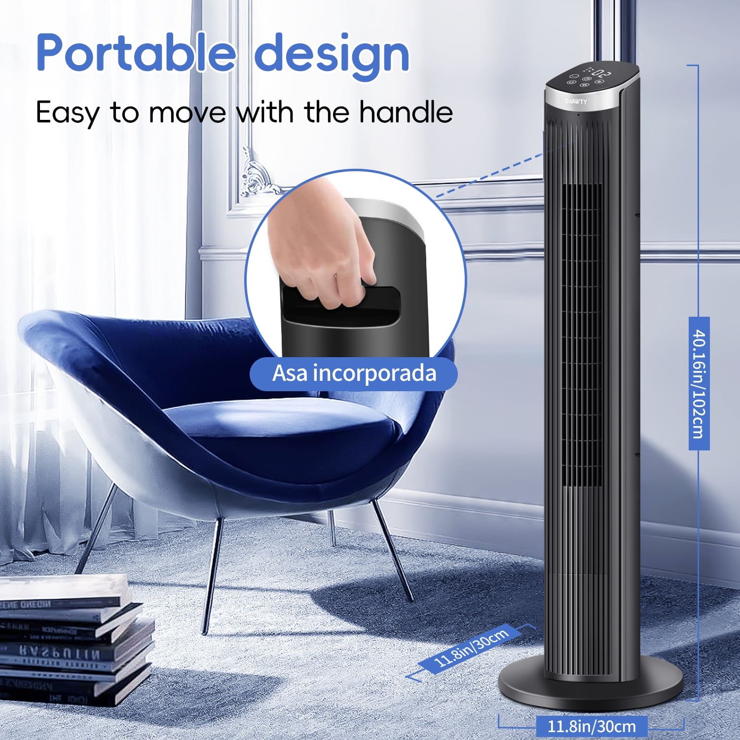 40Inch Tower Fans for Home, CIICII 90 Oscillating Floor Fan,LED Display with Remote,28ft/s High Velocity,5 Speeds, 12H Timer, 3 Modes- Black
