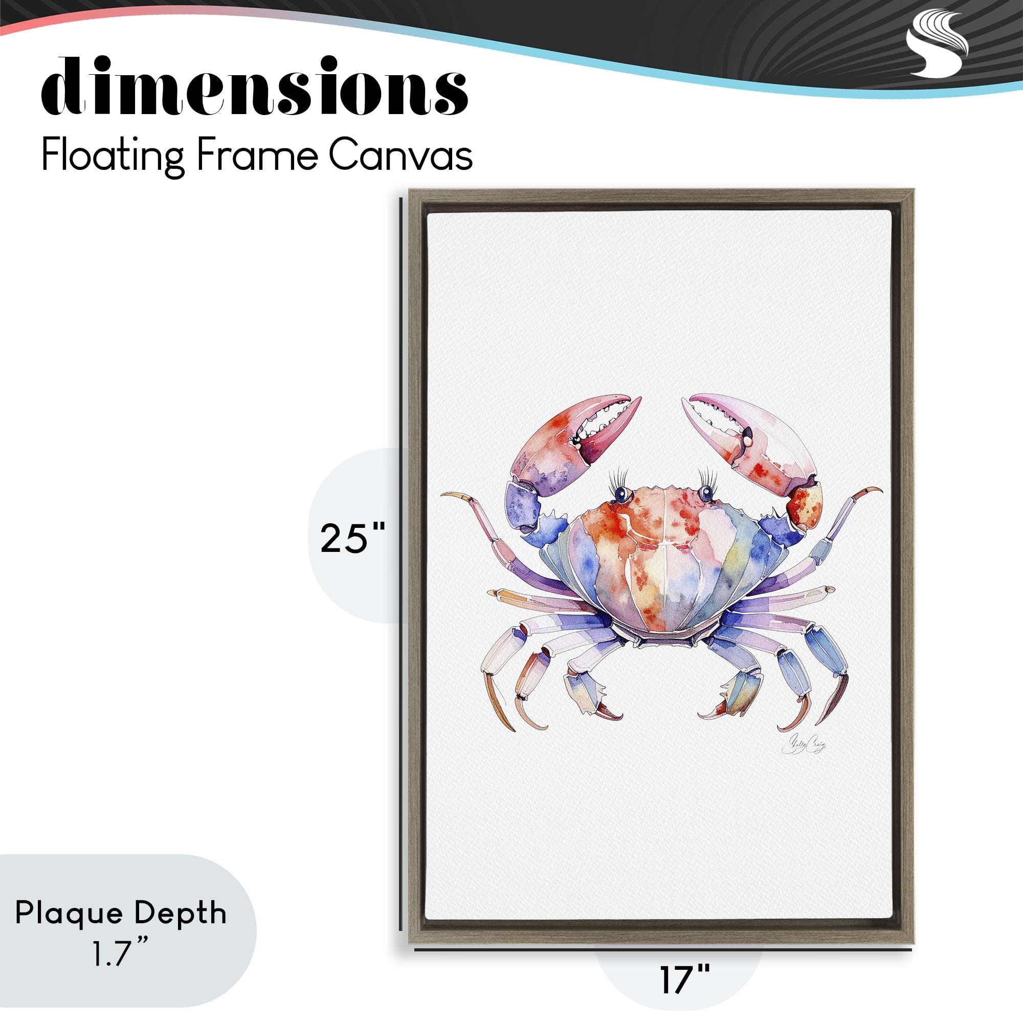 Stupell Industries Tide Dancer Crab Brown Framed Floater Canvas Wall Art, design by Shelly Craig