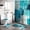 Teal, variant on All Smiles Bathroom Sets Teal Shower Curtains with 12 Hooks Large Bath Mat, Toilet Lid Cover and U-Shape Rugs for Home Hotel Decor