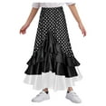 thumbnail image 3 of TiaoBug Kids Girls Polka Dots Layered Ruffle Flamenco Skirt Spanish Folklorico Gypsy Full Circle Dance Skirts Black 10, 3 of 7