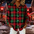 thumbnail image 4 of Womens Long Sleeve Button Shirt, Christmas Plaid Casual Flannel Shirt Lapel Blouse Tops XL, 4 of 6