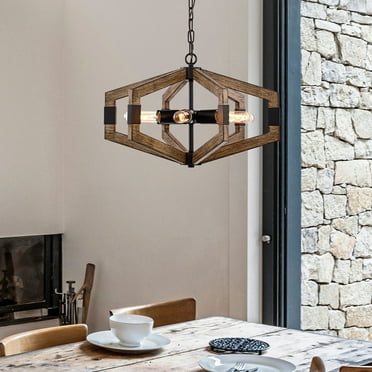 Warehouse of Tiffany HM201-6IWB 6-Light Kraven Imitation Wood Grain Abstract Chandelier