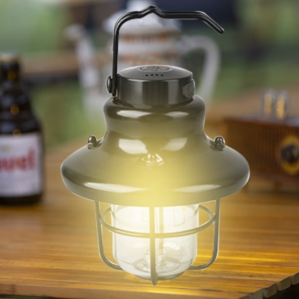 Luz Portátil Para Acampar Lámpara de campamento vintage, luz de viaje regulable, resistente al agua para exteriores (negro B)