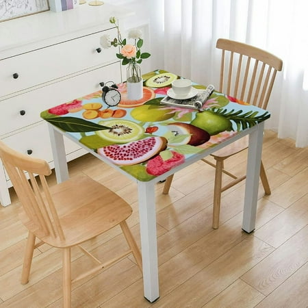 

ONETECH Pink Flower Square Table Cover 100% Polyester Fiber Dining Table Protection 52*52