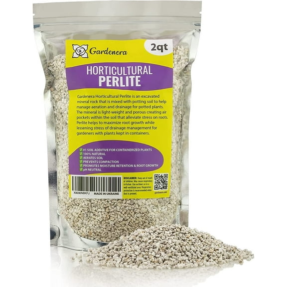 ⭐ PREMIUM Organic Perlite - (MADE IN UKRAINE ????) Medium/Fine Grade - Horticultural Soil Amendment for Indoor & Outdoor Container Plants for Drainage Management and Enhanced Growth - 2 Quart