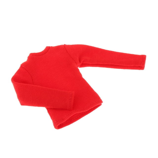 1/12 Hommes T-Shirt à Manches Longues Vêtements pour 6" Hommes Action Figures Poupée Modèle Rouge