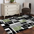 thumbnail image 3 of Sage Green Black Geometric Area Rugs 2.7'x5', Washable Small Throw Rugs for Kitchen Bedroom, Modern Abstract Art Block Indoor Outdoor Rug Non-Slip Low Pile Carpet Runner Reversible Floor Mats, 3 of 8