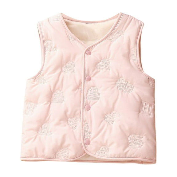 Toddler Baby Winter Warm Jacket Outerwear Floral Button Padded Vest for Girls or Kids Boys Fall Clothes