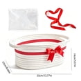 thumbnail image 3 of Leodye 1PCS Cotton Rope Gift Basket with Handles Woven Storage Bin with Bow Clear Ribbon Gift Bag for Christmas Holiday Gift Giving Home Storage Container -13.78x8.66x5.51in, 3 of 7
