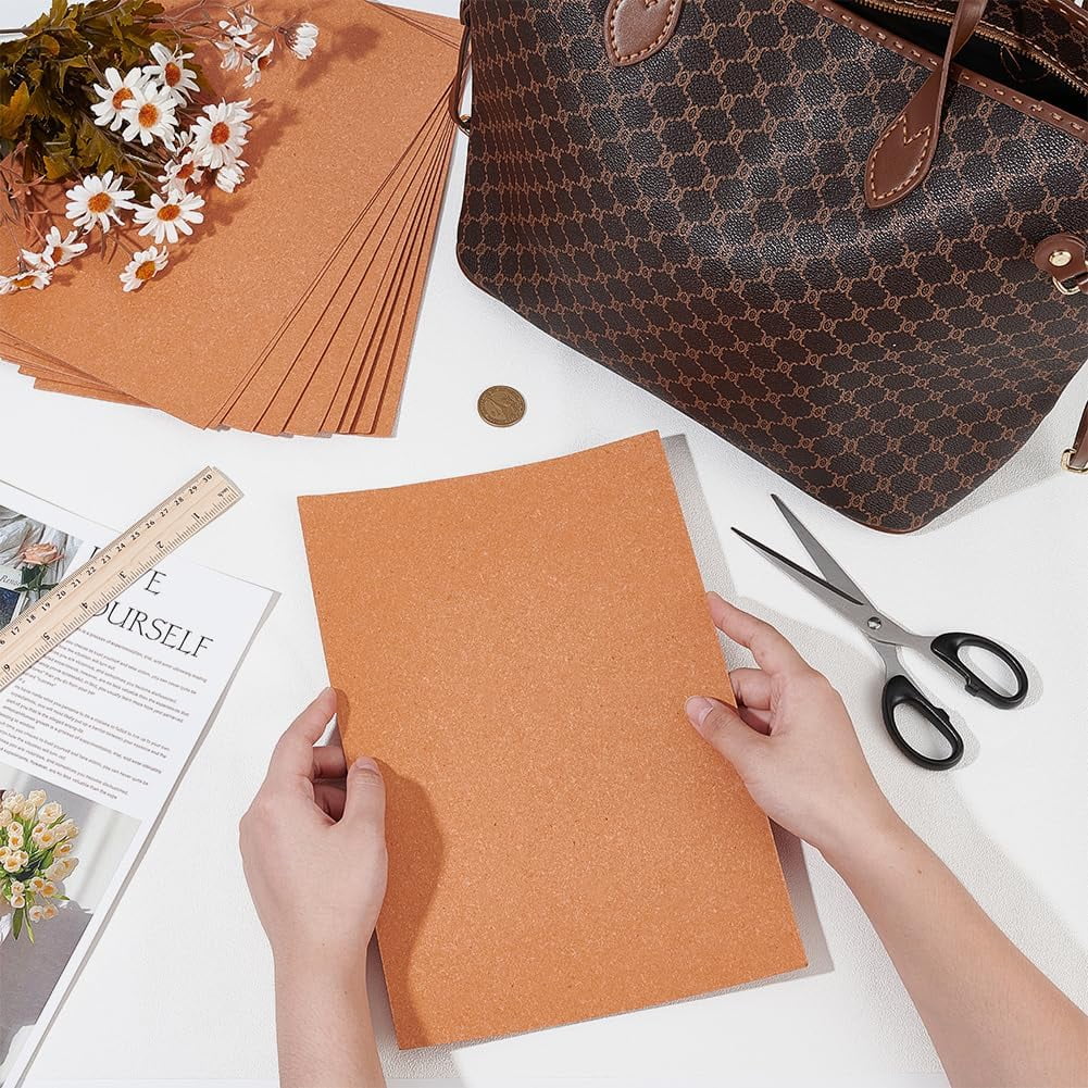 10 Pcs Leather Stiffener Sheets Light Salmon Bag Stiffener 7.87x11.8 Inch Bonded Leather Sheet for Leather Bag Liner Craft DIY