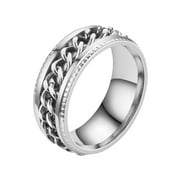 RYRDWP Wedding Punk Mens Stainless Band Ring Rotatable Chain