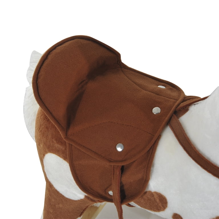 Qaba Kids Plush Ride-on Rocking Horse Chair Toy With Nursery Music, Brown /  White - Walmart.com