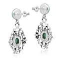 thumbnail image 5 of Victorian Inspired Green Turquoise Stone Sterling Silver Swirl Dangle Earrings, 5 of 5