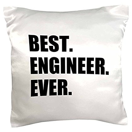 3dRose Best Engineer Ever - fun gift for engineering job - black text, Pillow Case, 16 by