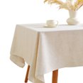 thumbnail image 1 of Rectangle Table Cloth for Elegant Decoration, Linen Style Indoor Outdoor Use Table Covers, 52x70, Faux Linen with Waterproof Vinyl Layer, Versatile for Kitchen Dining Areas, 1 of 7