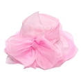 thumbnail image 2 of Holzkary Derby Hats for Women Flower Wide Brim Sun Hat Fascinators Big Wide Brim Fedoras Sun Visor Cap Mesh Sunshade Hat Flower Wedding Dress Hat Sun Dome Large Brim Hat Pink M, 2 of 3