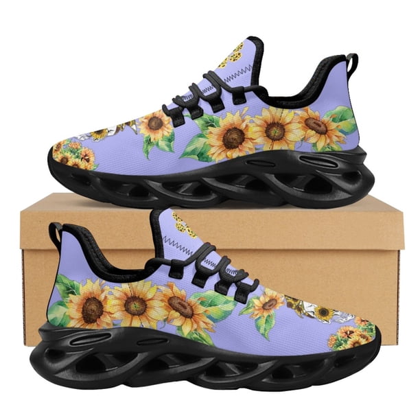 Zapatillas de deporte para mujer, bonitas zapatillas con estampado de calavera y girasol, con amortiguación de aire, calzado de plataforma para hombre