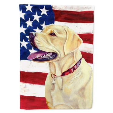 USA American Flag with Labrador Flag Canvas House Size