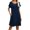 Navy, variant on Women's Scoop Neck Short Sleeve Pocket Dress 65% Polyester 30% Rayon 5% Spandex Everyday Comfort Casual Everyday Wear