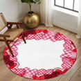 thumbnail image 2 of Round Rugs 6Ft, Valentine's Day Round Area Rug Washable Indoor Throw Carpet, Pink Buffalo Plaid Love Hearts Roses Soft Non Slip Circle Rug for Office Cabinet Home Decor Aesthetic, 2 of 8
