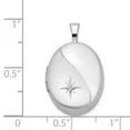 thumbnail image 4 of Lockets Sterling Silver Rhodium-plated 19mm Diamond Polished/Satin Star Oval Locket, 4 of 5